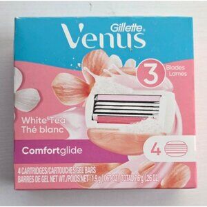 NEW Venus Gillette White Tea Comfort Glide 3 Blades 4 Cartridges